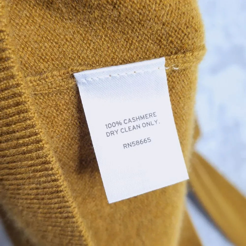 NORDSTROM Golden Yellow Cashmere Sweater Size XS Crew Neck Quiet Luxury Preppy